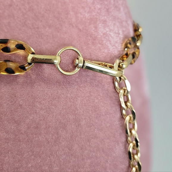 Steve Madden gold and faux tortoise shell chain belt. Adjustable - Picture 3 of 8